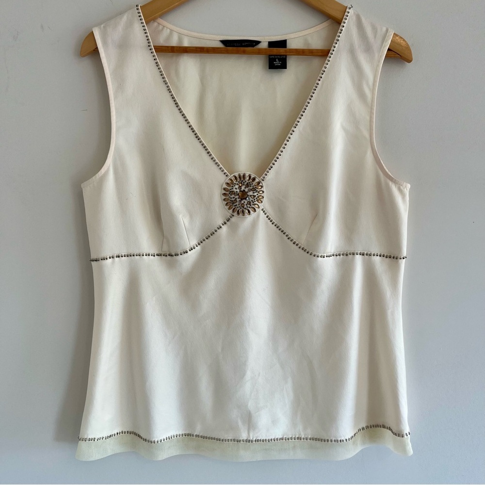New York and Company Women’s Tank Blouse size Large Jewel Embroidered Silky Feel